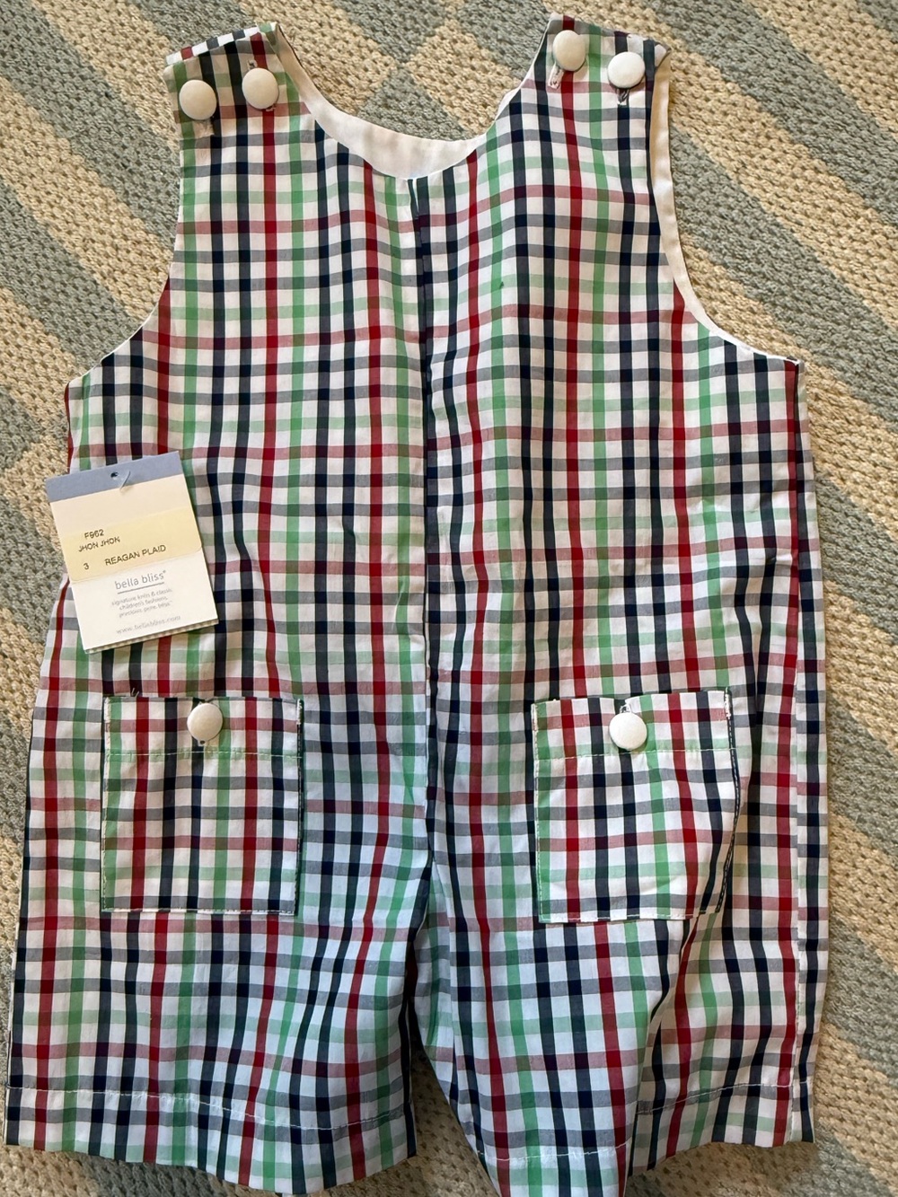 Bella Bliss Reagan Plaid Jon Jon NWT 3T